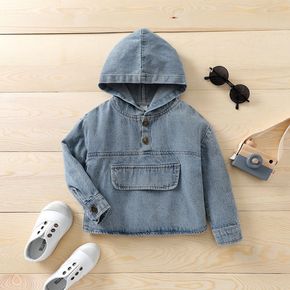 Toddler Boy/Girl Denim 100% Cotton Button Design Hooded Shirt