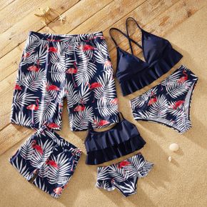 Tankini Flamingo and Palm Leaves Matching Swimsuits