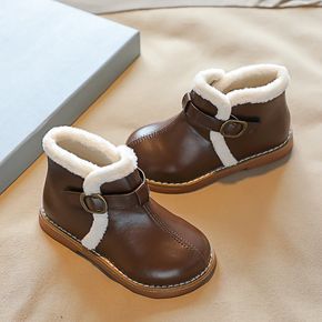 Toddler / Kid Pure Color Velcro Warm Fleece-lining Boots