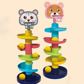 Spiralballturmspielzeug 5-lagiger Ball Drop and Roll Wirbelturm für die Entwicklung von Babys und Kleinkindern Lernspielzeug (zufällige Farbe des Balls)