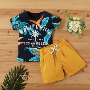 2-piece Baby / Toddler Boy Print Short-sleeve Top and Solid Shorts Set 