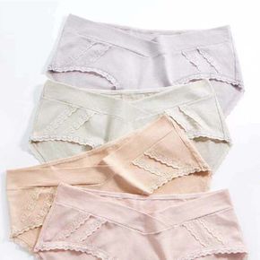 Maternity Casual Solid Color Lace Trim Underwear