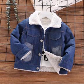 Toddler Boy/Girl Lapel Collar Fuzzy Fleece Lined Denim Coat