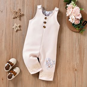 Baby Girl Love Heart Pattern Beige Wool Blend Sleeveless Jumpsuit