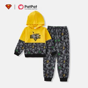 Superman 2-piece Kids Boy Colorblock Hooded Sweatshirt and Allover Pants Set