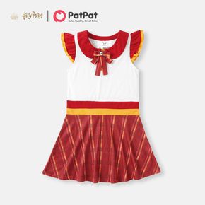 Harry Potter Toddler Girl Doll Collar Bowknot Design Colorblock Flutter-sleeve Cotton Dress