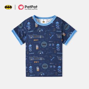 Batman Kid Boy Allover Print Short-sleeve Blue Tee