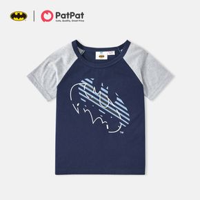 Batman Kid Boy Colorblock Short Raglan Sleeve Cotton Tee