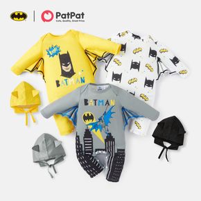 Justice League 2pcs Baby Boy/Girl Graphic Print Long-sleeve Jumpsuit with Hat Set
