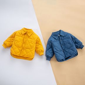 Baby Solid Thickened Lined Lapel Long-sleeve Quilted Outwear Jacket