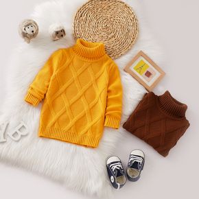 Toddler Boy/Girl Turtleneck Argyle Pattern Solid Color Sweater