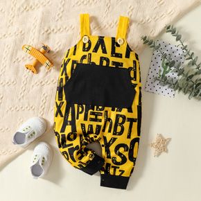 Baby Boy All Over Letter Print Overalls with Pocket