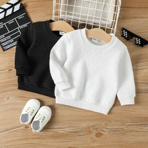 Toddler Boy Basic Solid Color Textured Pullover Sweatshirt