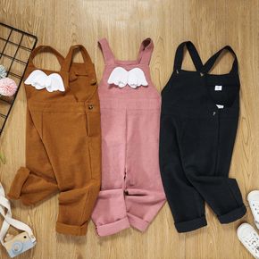 Toddler Girl Button Design Back Wing Decor Casual Solid Overalls