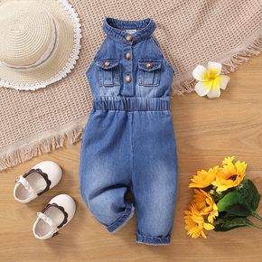 100% Cotton Baby Girl Button Front Denim Overalls