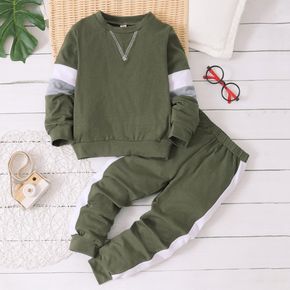 2pcs Toddler Boy Casual Colorblock Sweatshirt and Pants Set