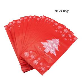 20-pack Christmas Frosted Gift Bag Christmas Tree Snowflake Packaging Candy Bag (Without sealing sticker)