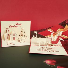 2er-Pack Weihnachten 3D Weihnachtskarten Kreativ Pop-Up Gruß Segen Grußkarte Nachricht Karte Weihnachtskarten Geschenke