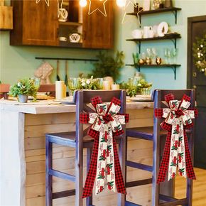 1-pack Christmas Plaid Bows Decorative Red and Black Plaid Bows for Christmas Wreaths Tree Home Party Indoor Outdoor Decoration