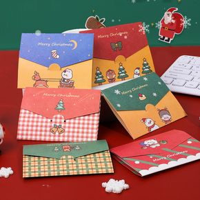 6-pack Cartoon Christmas Greeting Card Envelope DIY Blessing Greeting Cards Kids Holiday Card