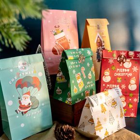 6-pack Christmas Gift Bags Paper Bags Candy Bags Packaging Bags Holiday Design Gift Treat Bags for Party Favors and Birthdays