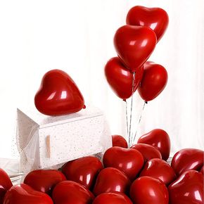 10 عبوات من بالون اللاتكس الأحمر على شكل قلب من أجل عيد الحب والزفاف وأعياد الميلاد