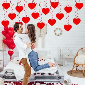 6-pack vermelho amor coração espiral pendente vermelho pendurado decoração de redemoinho de coração para o dia dos namorados aniversário de casamento artigos de festa em casa