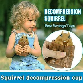 Squeeze Squirrel Cup Toy Decompression Evil Squirrel Cup Silicone Toy Mini Pen Holder Gifts for Kids & Adult
