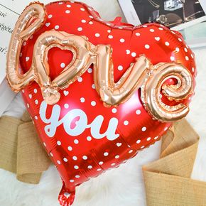 Valentine's Day Love You and Polka Dots Heart Balloon Romantic Night Decor Anniversary Party Wedding Birthday Decoration