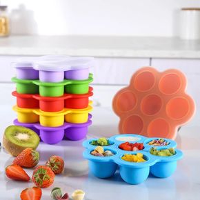Silicone Baby Food Freezer Tray with Lid 7 Hole Baby Food Storage Container for Homemade Baby Food Breast Milk Storage