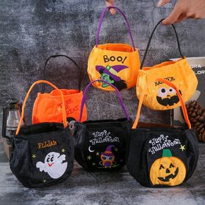Halloween Portable Handle Pumpkin Trick or Treat Buckets Candy Bags Non-Woven Handbag Halloween Party Supplies