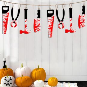 8-pack Halloween Blood Knife Paper Banner Haunted House Hanging Knife Banner Halloween Decoration Horror Props Ornaments