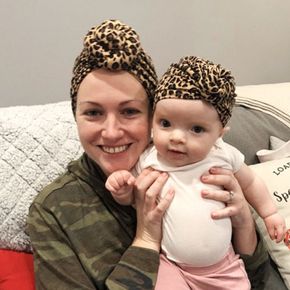 Allover Leopard Print Heart Print Knit Hats for Mom and Me