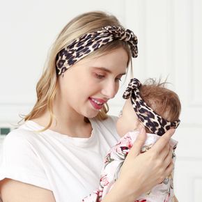 2-pack Allover Leopard Print Bunny Ear Knot Headband for Mom and Me