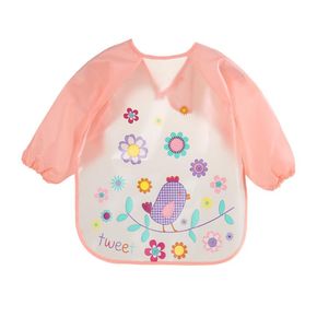 Baby Toddler Cartoon Long-sleeve Smock Lace-up Bib Apron Dressing Eating Clothes Bib
