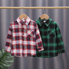 Toddler Boy/Girl Christmas Plaid Lapel Collar Button Design Long-sleeve Shirt