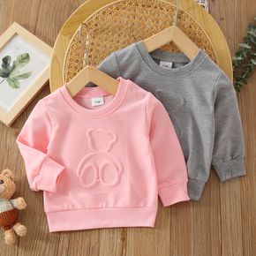 Pullover-Sweatshirt mit langer Hülse des Baby-/Mädchenkarikaturbären