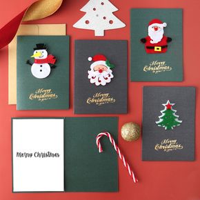 6-pack Christmas Greeting Card Three-dimensional Card Blessing Greeting Card Message Card ​with Envelope
