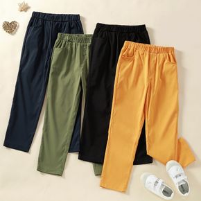 Kid Boy  Casual Elasticized Solid Pants with Pocket
