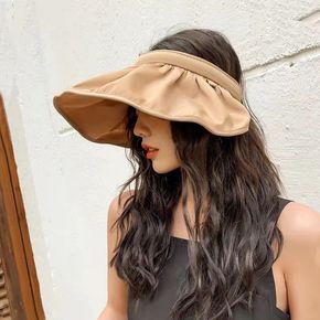 Dual-use Solid Hair Hoop Hat UV Protection Women Foldable Bucket Hat Summer Adult Outdoor Empty Top Sun Hat Multicolor