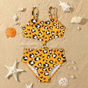 Einteiliger Slip-Badeanzug mit Leopardenmuster für Kleinkinder und Mädchen