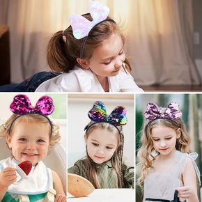 Solid Color Sequined Bowknot Decor Headband for Girls