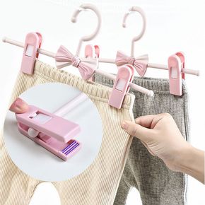 2-pack Pants Hangers Baby Clothes Clips Hanger with Non-Slip Big Clips Durable and Sturdy Plastic Hanger for Hanging Pants