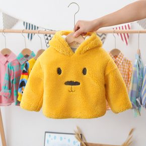 Toddler Boy Animal Embroidered Hooded Fuzzy Coat