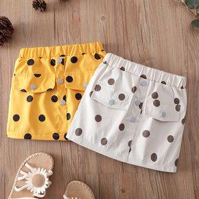 Toddler Girl Polka dots Button Design Elasticized Skirt