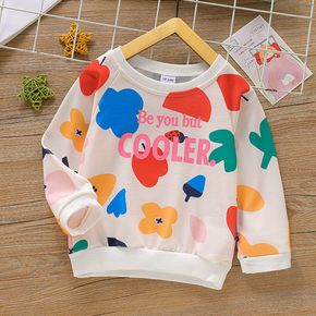 Toddler Girl Dinosaur/Floral Letter Print Raglan Sleeve Pullover Sweatshirt
