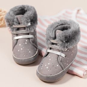 Baby / Kleinkind graue Prewalker-Schuhe aus Fuzzy-Fleece mit Pailletten