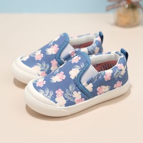sapatos de lona azuis com estampa floral para bebês