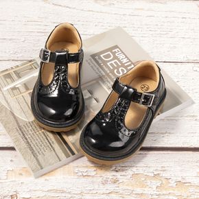 Toddler / Kid Black Buckle Velcro Embossed Dress Shoes
