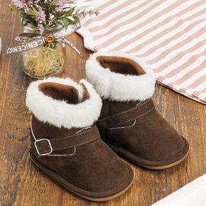 khakifarbene Prewalker-Schuhe aus Fuzzy-Fleece für Babys / Kleinkinder